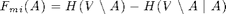 $$F_{mi}(A) = H(V\setminus A) - H(V\setminus A \mid A)$$